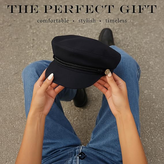 Newsboy Hat for Women – Trendy Greek Fisherman Cap, Classic Women's Baker Boy Newsies Hat, Ladies Fashion Caps