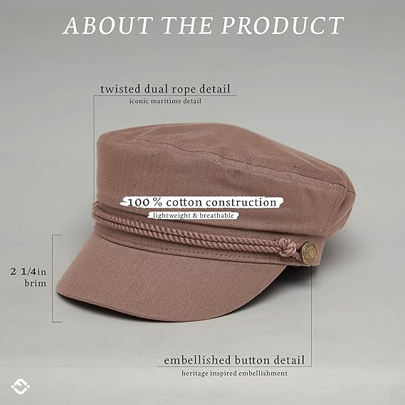 Newsboy Hat for Women – Trendy Greek Fisherman Cap, Classic Women's Baker Boy Newsies Hat, Ladies Fashion Caps