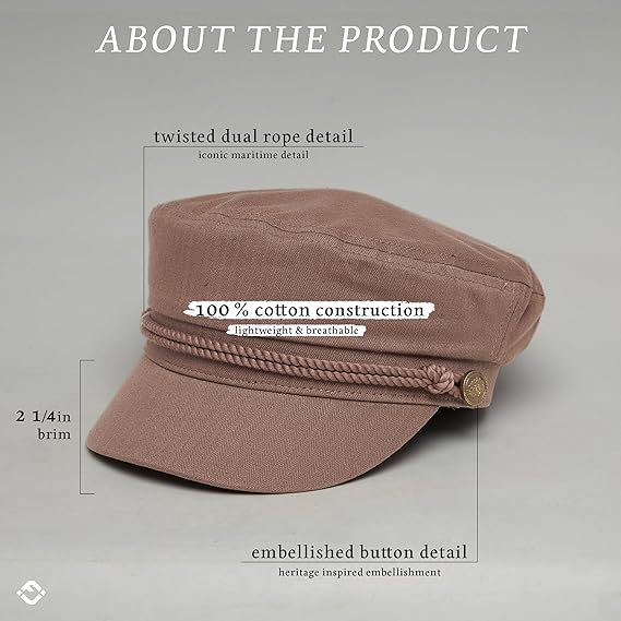 Newsboy Hat for Women – Trendy Greek Fisherman Cap, Classic Women's Baker Boy Newsies Hat, Ladies Fashion Caps