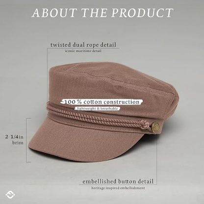 Newsboy Hat for Women – Trendy Greek Fisherman Cap, Classic Women's Baker Boy Newsies Hat, Ladies Fashion Caps