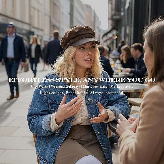 Newsboy Hat for Women – Trendy Greek Fisherman Cap, Classic Women's Baker Boy Newsies Hat, Ladies Fashion Caps