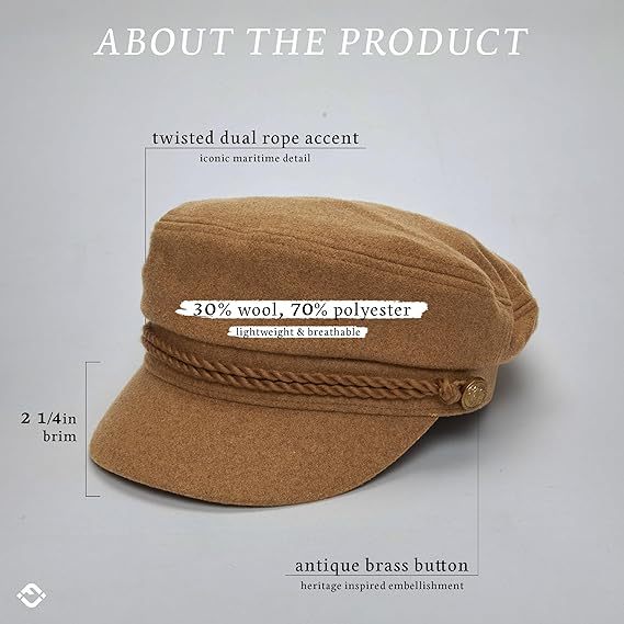 Newsboy Hat for Women – Trendy Greek Fisherman Cap, Classic Women's Baker Boy Newsies Hat, Ladies Fashion Caps