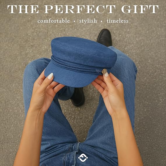 Newsboy Hat for Women – Trendy Greek Fisherman Cap, Classic Women's Baker Boy Newsies Hat, Ladies Fashion Caps