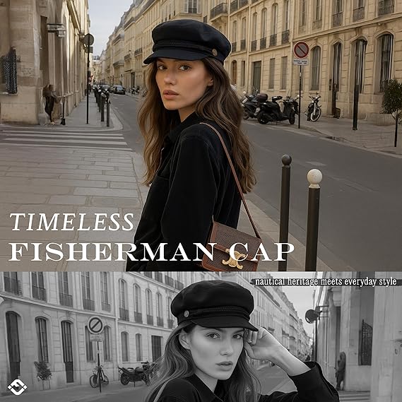 Newsboy Hat for Women – Trendy Greek Fisherman Cap, Classic Women's Baker Boy Newsies Hat, Ladies Fashion Caps