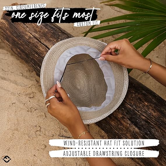 Women's Straw Fedora Sun Hat - UPF 50+ Protection, Short Brim, Stylish Woven Pattern