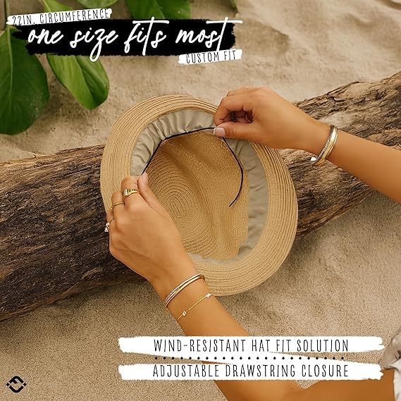 Women's Straw Fedora Sun Hat - UPF 50+ Protection, Short Brim, Stylish Woven Pattern