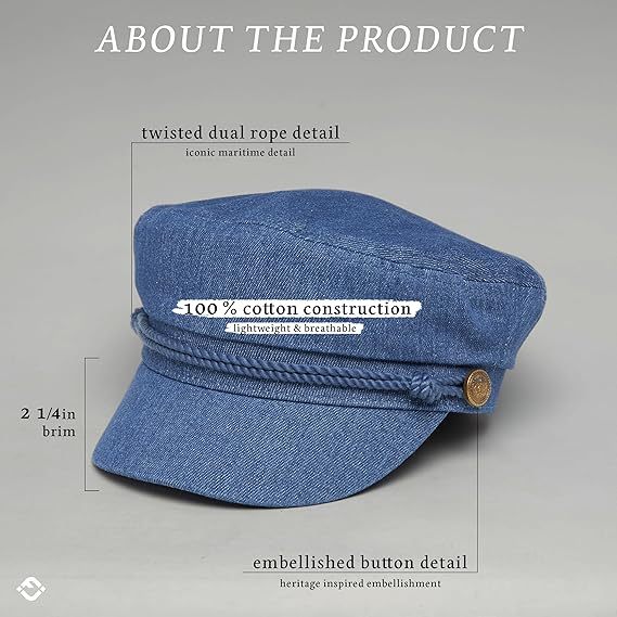 Newsboy Hat for Women – Trendy Greek Fisherman Cap, Classic Women's Baker Boy Newsies Hat, Ladies Fashion Caps