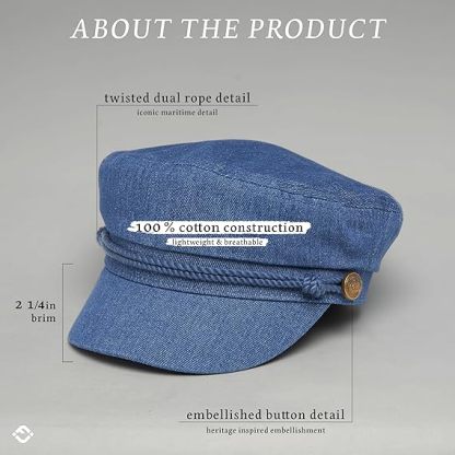 Newsboy Hat for Women – Trendy Greek Fisherman Cap, Classic Women's Baker Boy Newsies Hat, Ladies Fashion Caps