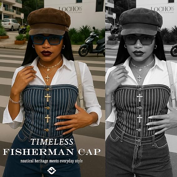 Newsboy Hat for Women – Trendy Greek Fisherman Cap, Classic Women's Baker Boy Newsies Hat, Ladies Fashion Caps