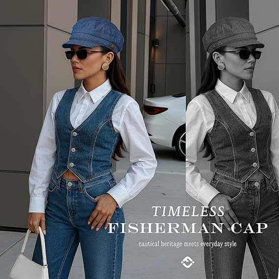 Newsboy Hat for Women – Trendy Greek Fisherman Cap, Classic Women's Baker Boy Newsies Hat, Ladies Fashion Caps