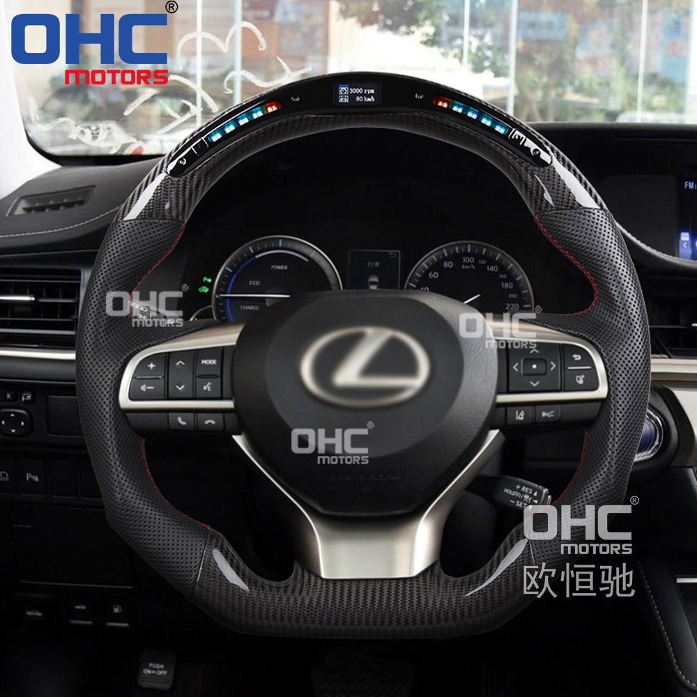 LED Carbon Fiber Steering Wheel fit for Lexus ES RX LX LM GS Steering Wheel Carbon Fiber OHC Motors