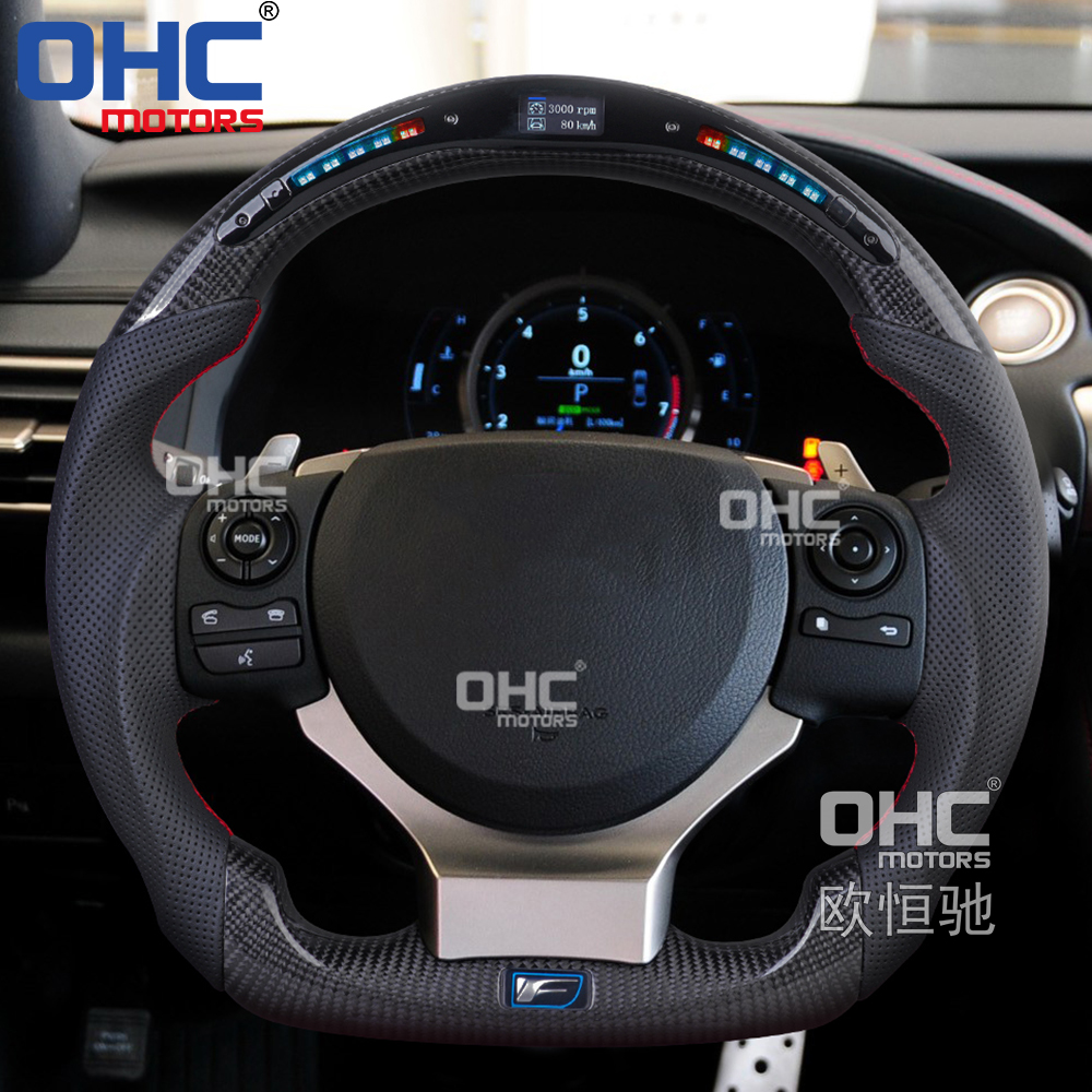 LED Carbon Fiber Steering Wheel fit for Lexus IS NX RC ISF GSF RCF CT Steering Wheel Carbon Fiber OHC Motors
