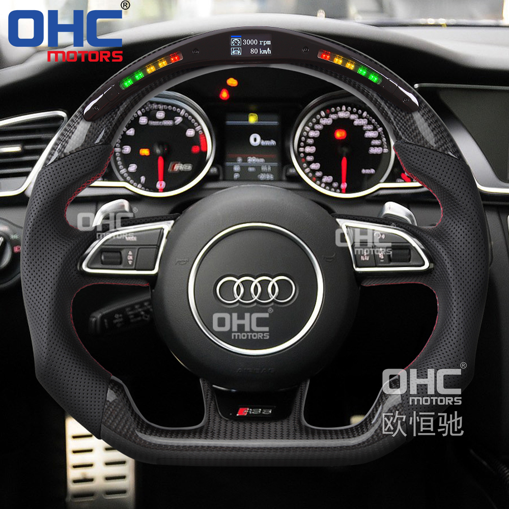 Smart LED Carbon Fiber Steering Wheel For Audi RS RS3 RS4 RS5 RS6 S3 S4 S5 2012-2016 Steering Wheel Carbon Fiber 