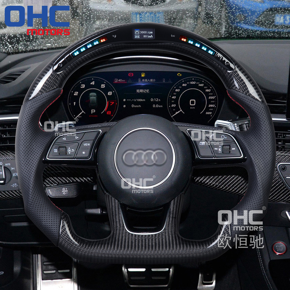 LED Carbon Fiber Steering Wheel For Audi RS RS3 RS4 RS5 RS6 S3 S4 S5 2017-2020 Steering Wheel Carbon Fiber 2017 2018 2019 2020 2021