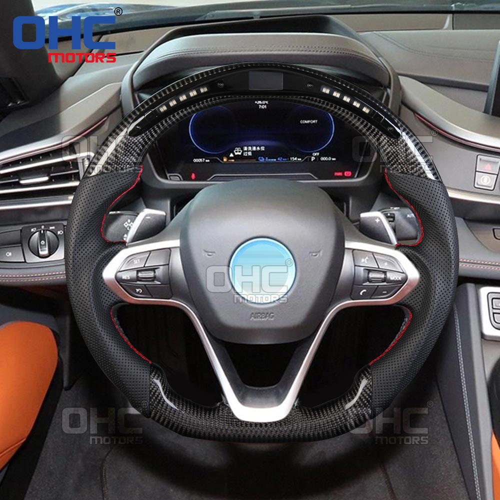 Smart LED Steering Wheel For BMW I8 2014 2015 2016 2017 2018 2019 2020 2021 M performance LED Racing Car Carbon Fiber Steering Wheel ohc motors