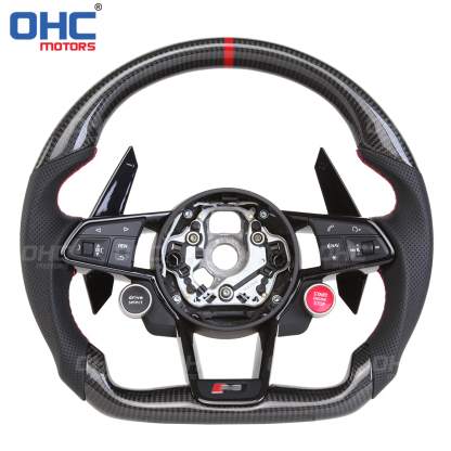 Steering Wheel Assembly Audi R8 for S3 S4 S5 S6 S7 A3 A4 A5 A6 A7 RS3 RS4 RS5 RS6 RS7 LED Racing Car Steering Wheel Carbon Fiber