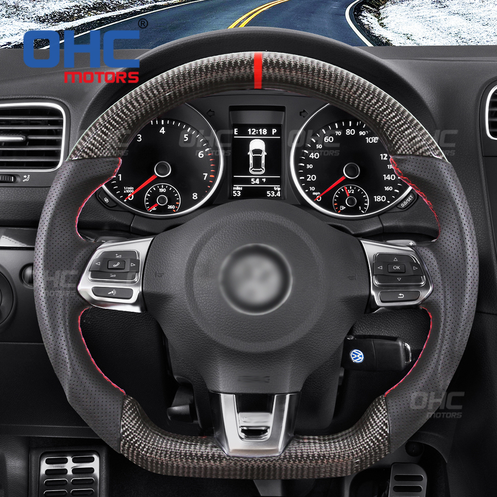 Real Carbon Fiber Steering Wheel For Golf 6 MK6 Golf R Gti Steering Wheel Carbon Fiber