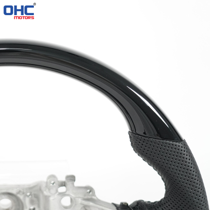 Painted Glossy Black D Shape Flat-bottom Steering Wheel for Lexus IS200t IS250 IS300 IS350 2013-2019 Preforated Leather Grip US STOCK