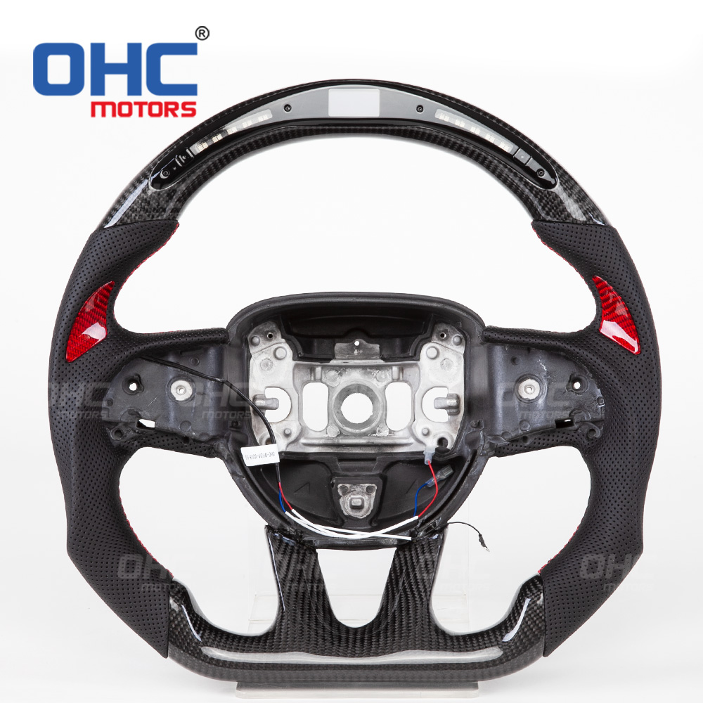 LED Carbon Fiber Steering Wheel For Dodge Challenger Hellcat Charger SRT