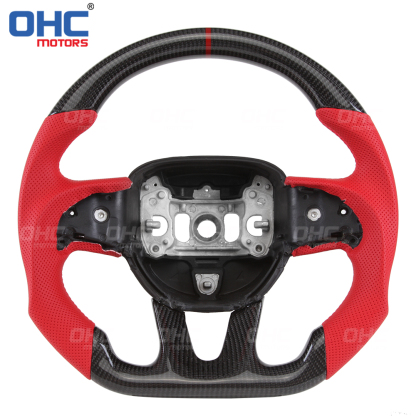 Real Carbon Fiber Steering Wheel For Dodge Challenger Hellcat Charger SRT Carbon Fiber Steering Wheel