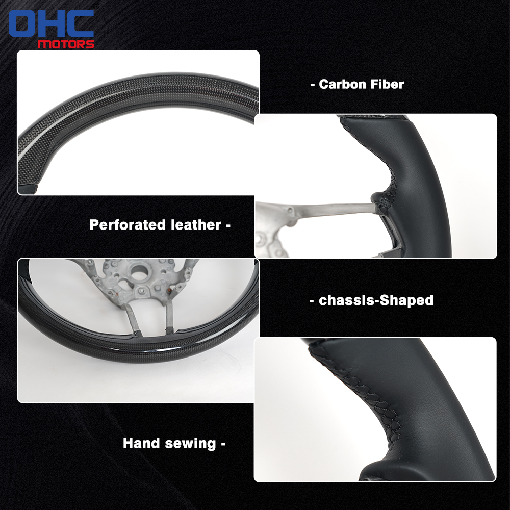 Prepreg Dry Carbon Fiber O-Shaped Steering Wheel for Porsche 911 Panamera 718 Boxster Cayenne Macan Preforated Leather Grip US STOCK