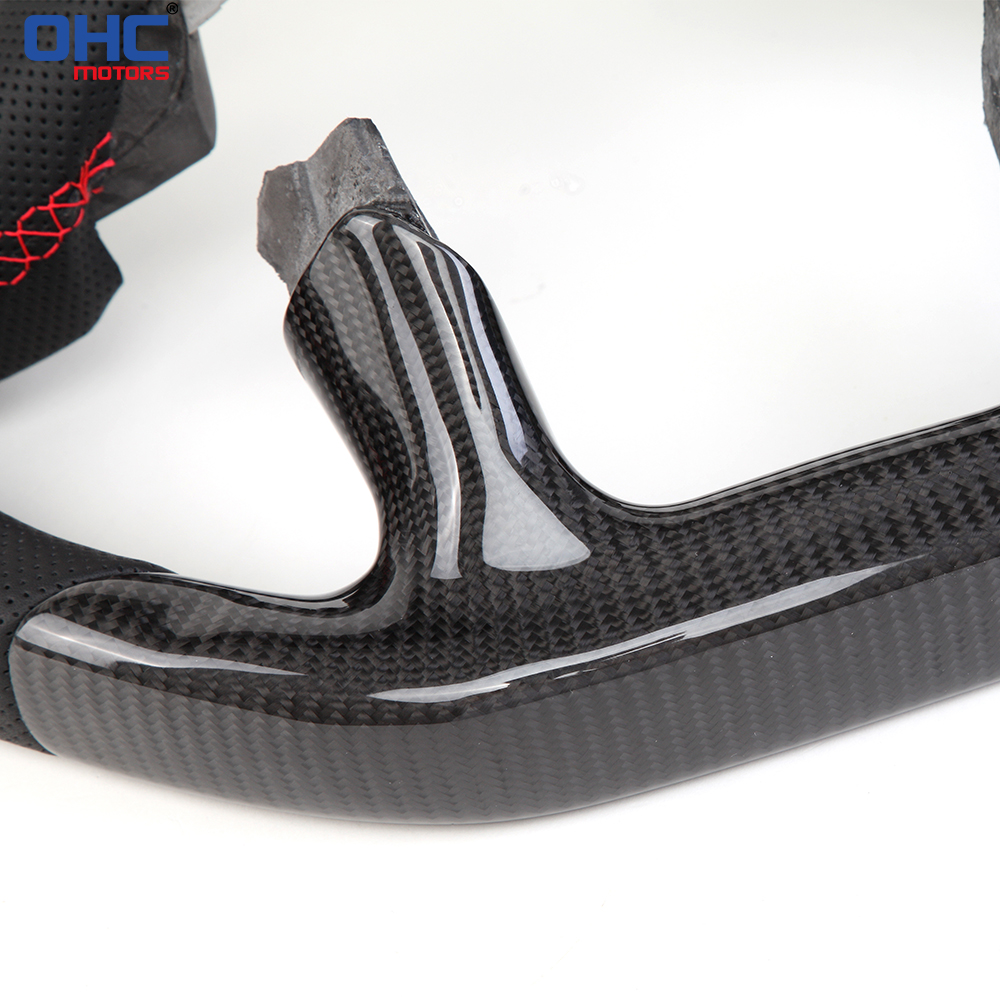 Prepreg Dry Carbon Fiber D-shaped Flat-bottom Steering Wheel for Dodge RAM 1500 TRX 2018-2024 Preforated Leather Grip US STOCK