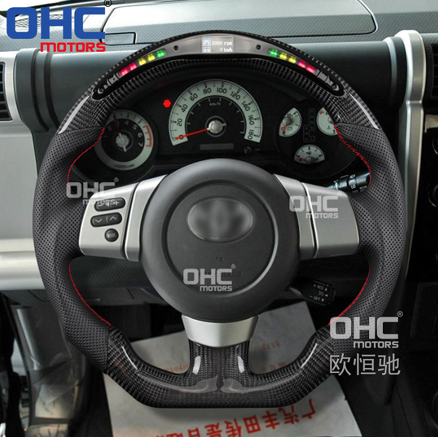 LED Perforamnce Real Carbon fiber Steering Wheel For Toyota FJ Steering Wheel Carbon Fiber ohc motors