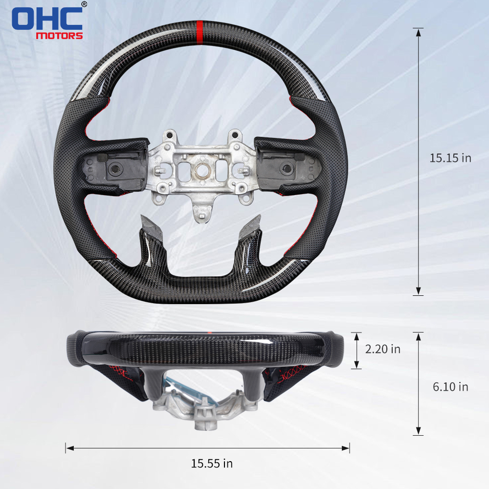 Prepreg Dry Carbon Fiber D-shaped Flat-bottom Steering Wheel for Dodge RAM 1500 TRX 2018-2024 Preforated Leather Grip US STOCK