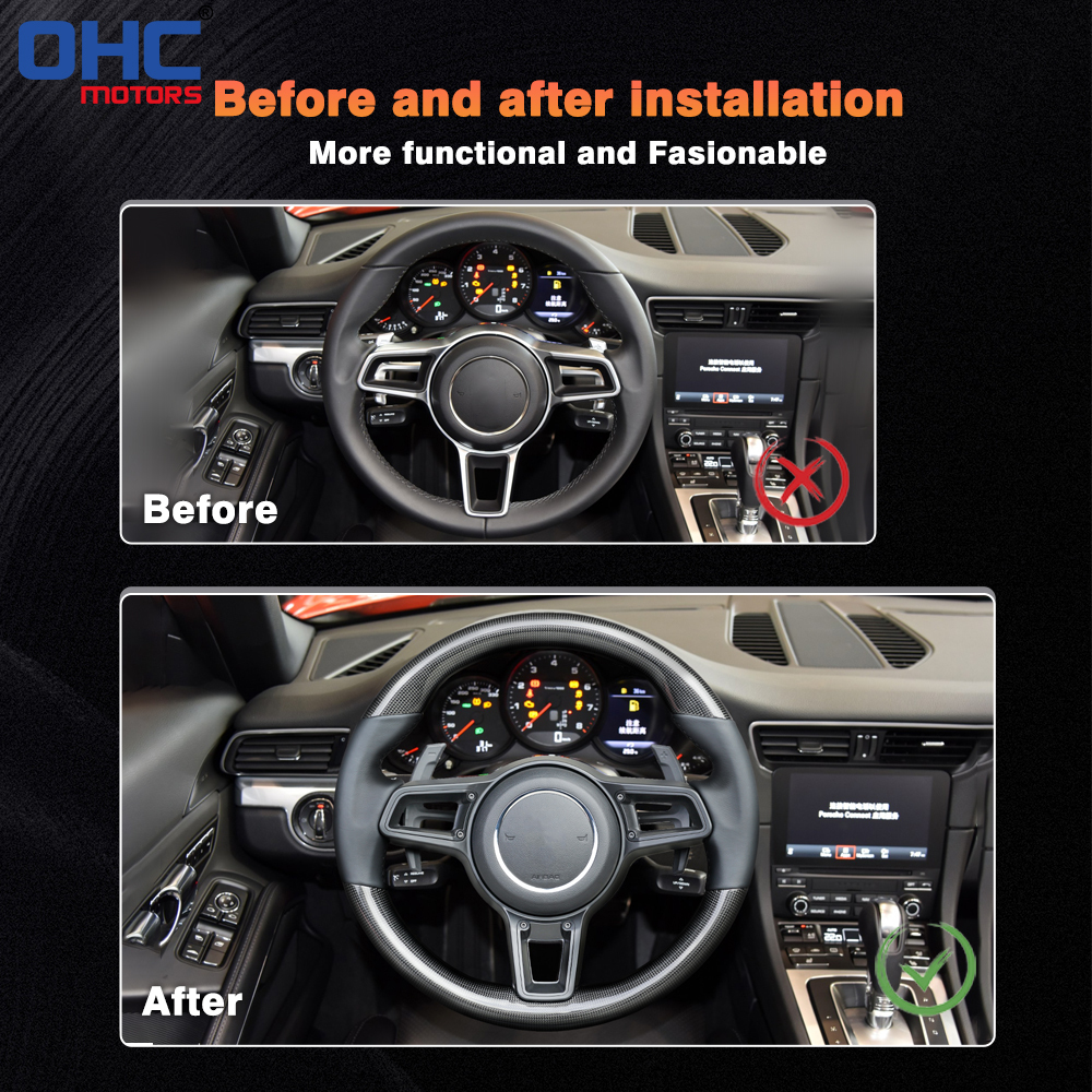 Prepreg Dry Carbon Fiber O-Shaped Steering Wheel for Porsche 911 Panamera 718 Boxster Cayenne Macan Preforated Leather Grip US STOCK