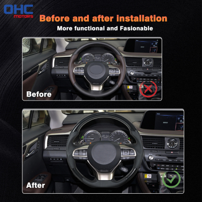 Painted Glossy Black ABS D-shape Flat-bottom Steering Wheel for Lexus ES 300 15-17 RX 350 16-20 LX 570 16-19 Preforated Leather Grip US STOCK