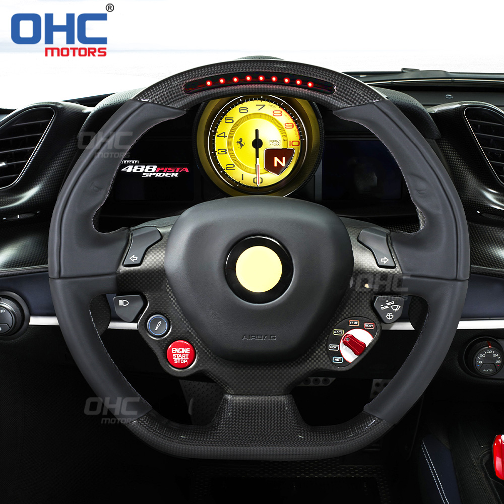 LED carbon fiber steering wheel for Ferrari 458 488 California T Sergio Steering Wheel Carbon Fiber ohc motors
