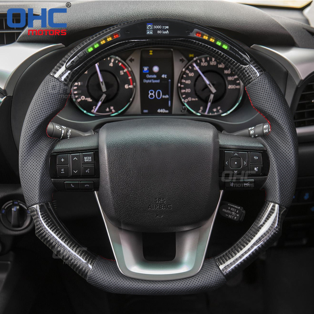 LED Racing Car Carbon Fiber Steering Wheel For Toyota Hilux Revo Fortuner 2011-2018 Innova steering wheel