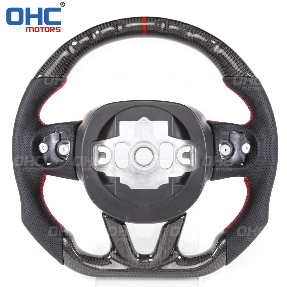 Real Carbon Fiber Steering Wheel For Dodge Challenger Hellcat Charger SRT Carbon Fiber Steering Wheel