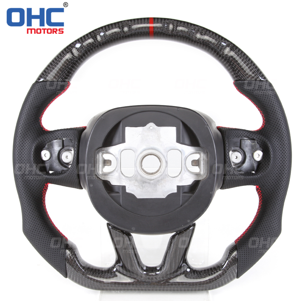 Real Carbon Fiber Steering Wheel For Dodge Challenger Hellcat Charger SRT Carbon Fiber Steering Wheel