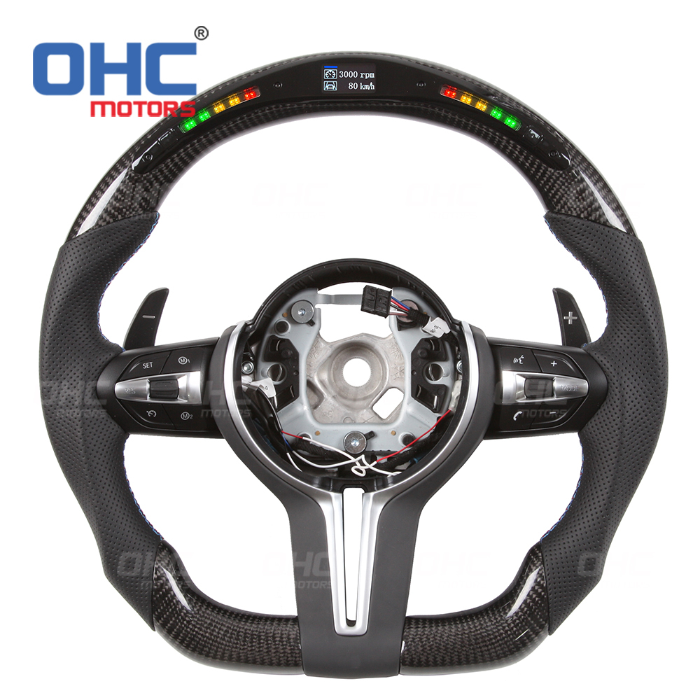 Alcantara Suede Carbon Fiber Steering Wheel Compatible with BMW F30 F35 F80 F15 F16 F25 M2 M3 M4 M5 M6 Leather Steering Wheel Assembly