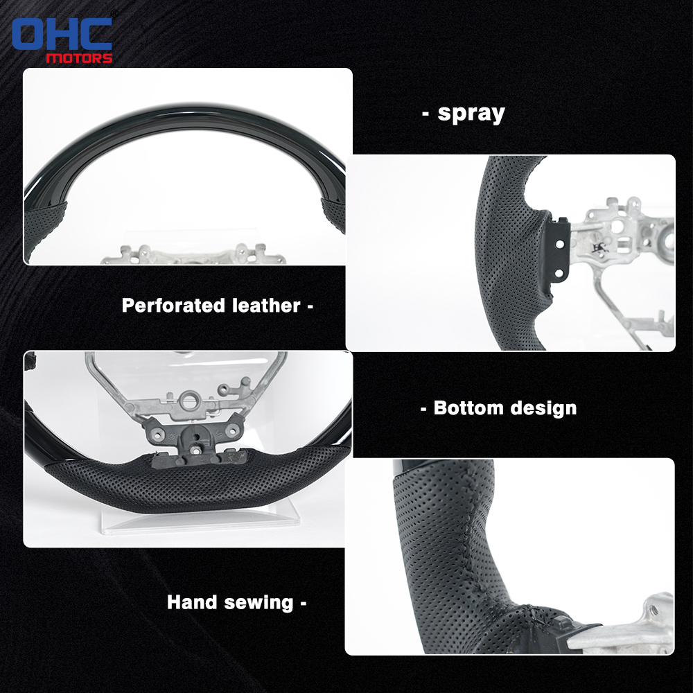 Painted Glossy Black D Shape Flat-bottom Steering Wheel for Lexus IS200t IS250 IS300 IS350 2013-2019 Preforated Leather Grip US STOCK