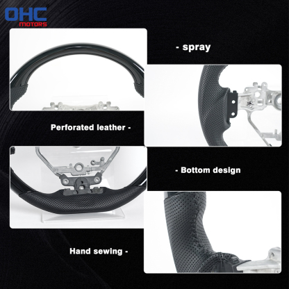 Painted Glossy Black D Shape Flat-bottom Steering Wheel for Lexus IS200t IS250 IS300 IS350 2013-2019 Preforated Leather Grip US STOCK