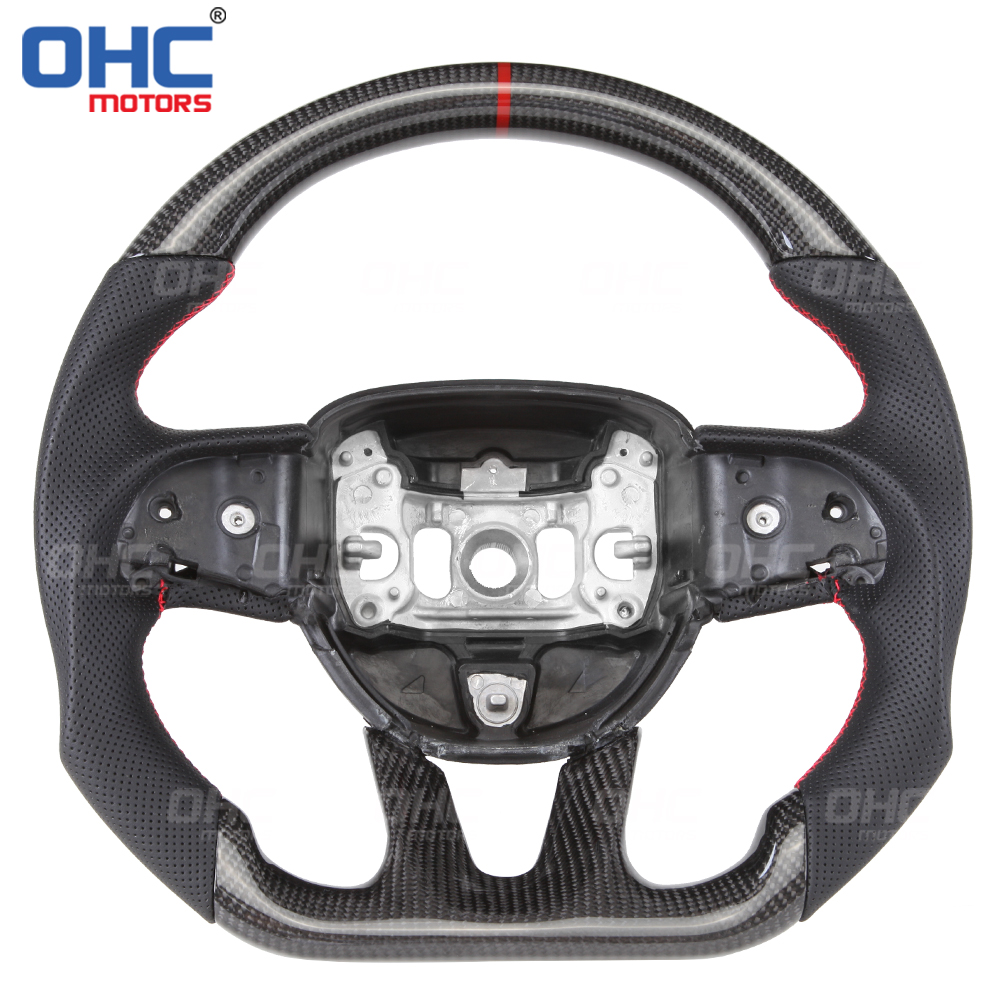 LED Carbon Fiber Steering Wheel For Dodge Challenger Hellcat Charger SRT