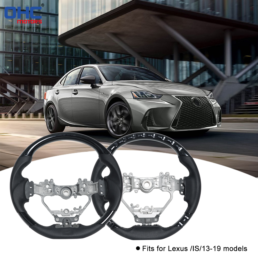 Painted Glossy Black D Shape Flat-bottom Steering Wheel for Lexus IS200t IS250 IS300 IS350 2013-2019 Preforated Leather Grip US STOCK