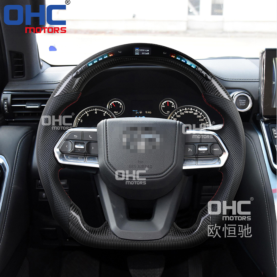 LED Perforamnce Real Carbon fiber Steering Wheel For Toyota LC300 Steering Wheel Carbon Fiber ohc motors