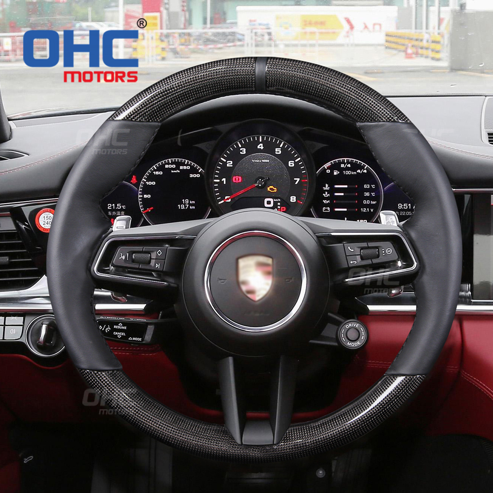 Real Carbon Fiber Steering Wheel Compatible with Porsche 911 718 918 Panamera Macan Cayenne Cayman