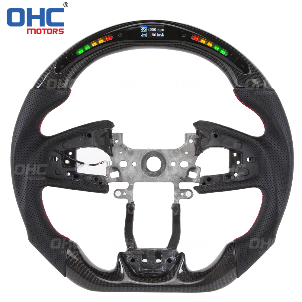 LED Racing Car Carbon Fiber Streering Wheel For HONDA CIVIC OHC MOTORS