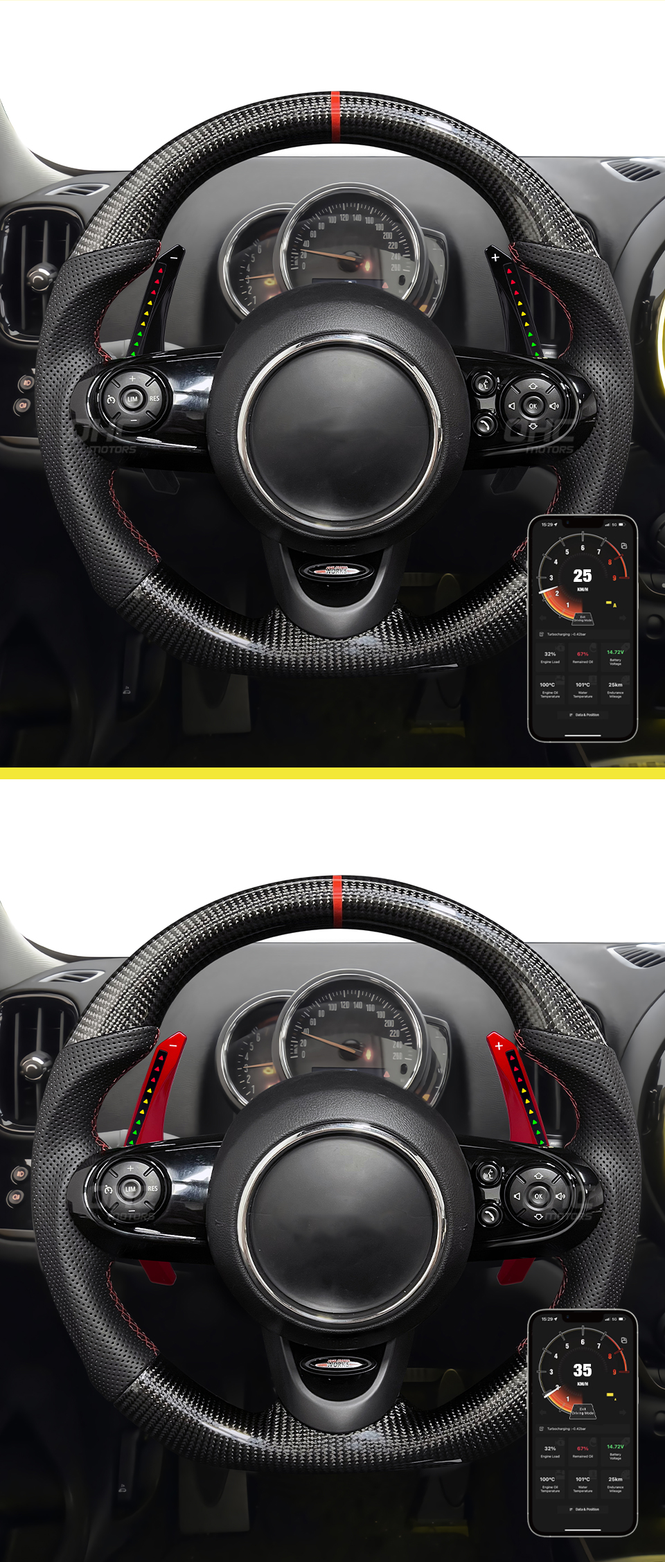 LED RPM Performance Paddle Shift for BMW MINI Cooper F54 F55 F56 F57 F60 2015 to 2022 Paddle Shift Shifter Shifters ohc motors