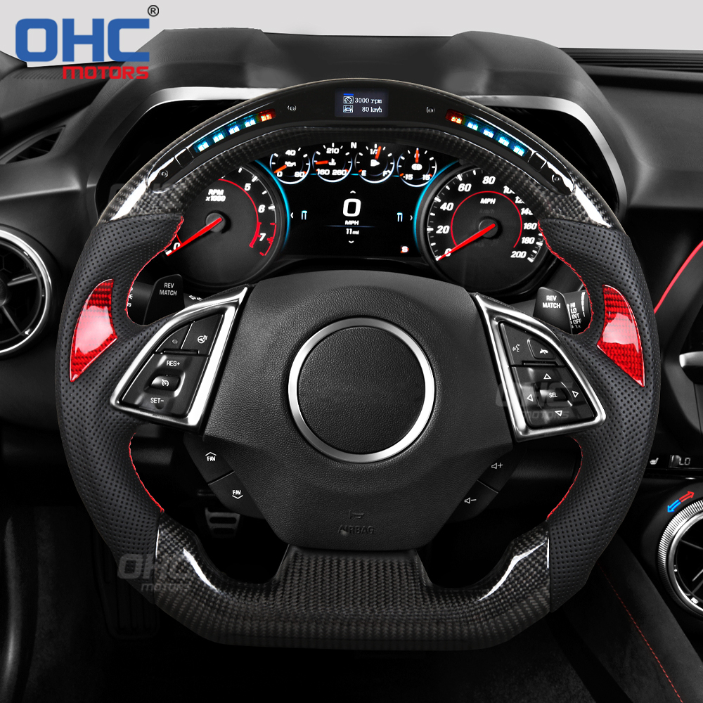 LED RPM Racing Car Carbon Fiber Steering Wheel for Chevrolet Corvette C6 C7 C8 Leather Car Steering Wheel Carbon Fiber ohc motors