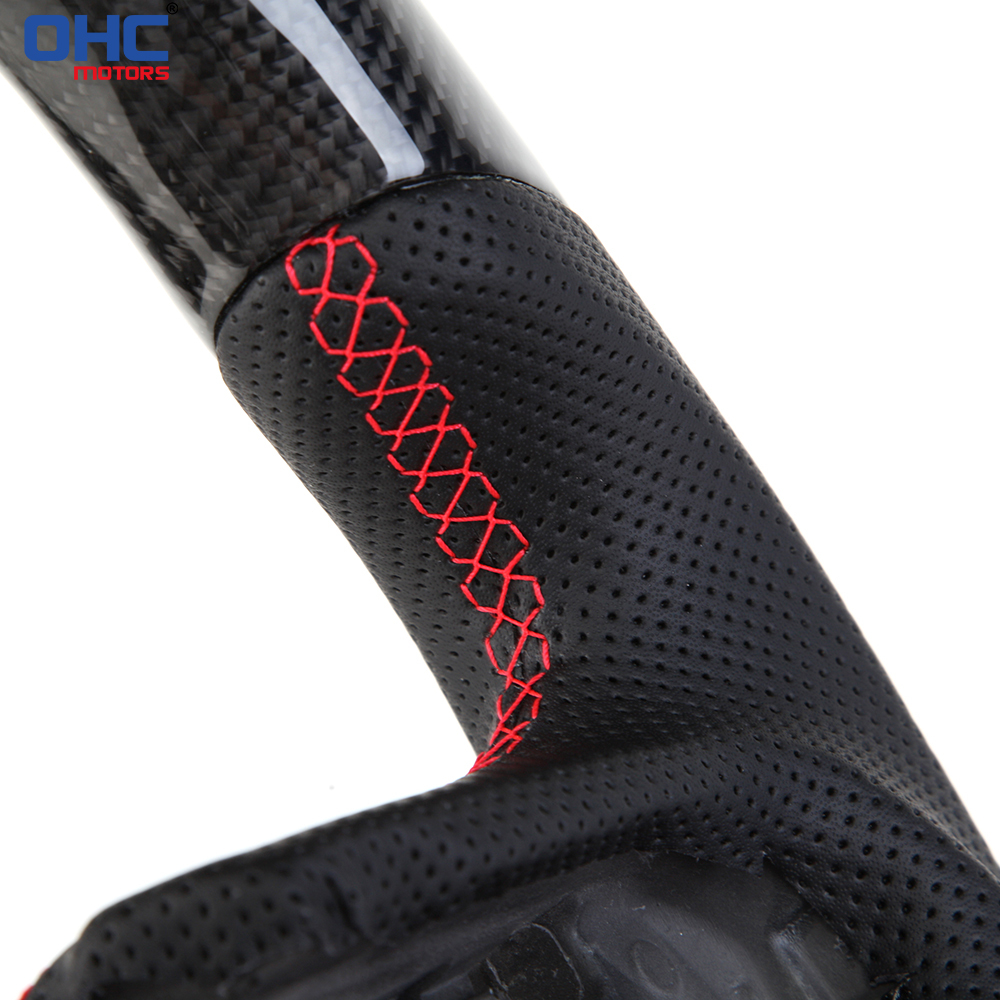 Prepreg Dry Carbon Fiber D-shaped Flat-bottom Steering Wheel for Dodge RAM 1500 TRX 2018-2024 Preforated Leather Grip US STOCK