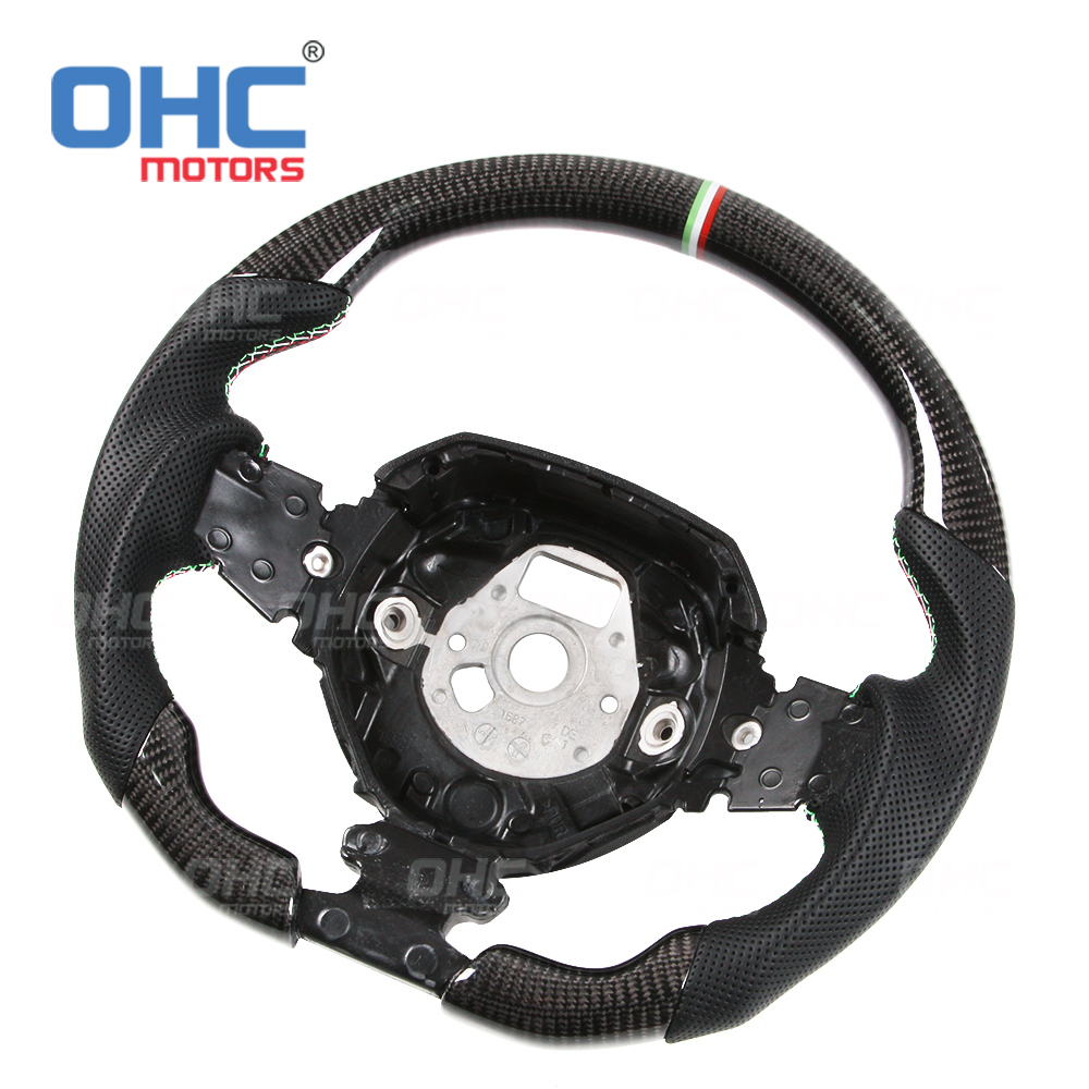 100% carbon fiber perforated leather steering wheel for lamboeghini aventador
