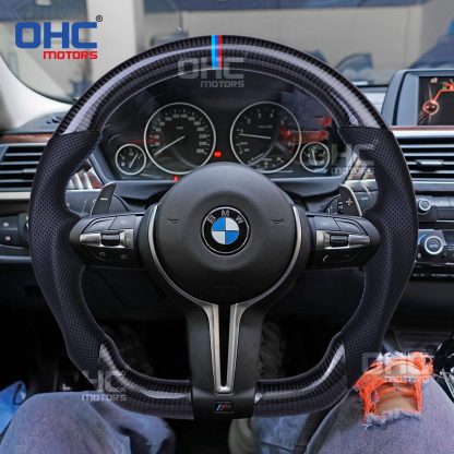 Real Carbon Fiber Steering Wheel For BMW M3 F30 F35 F80 F15 F16 F25 M2 M3 M4 Suede Alcantara Steering Wheel Carbon Fiber