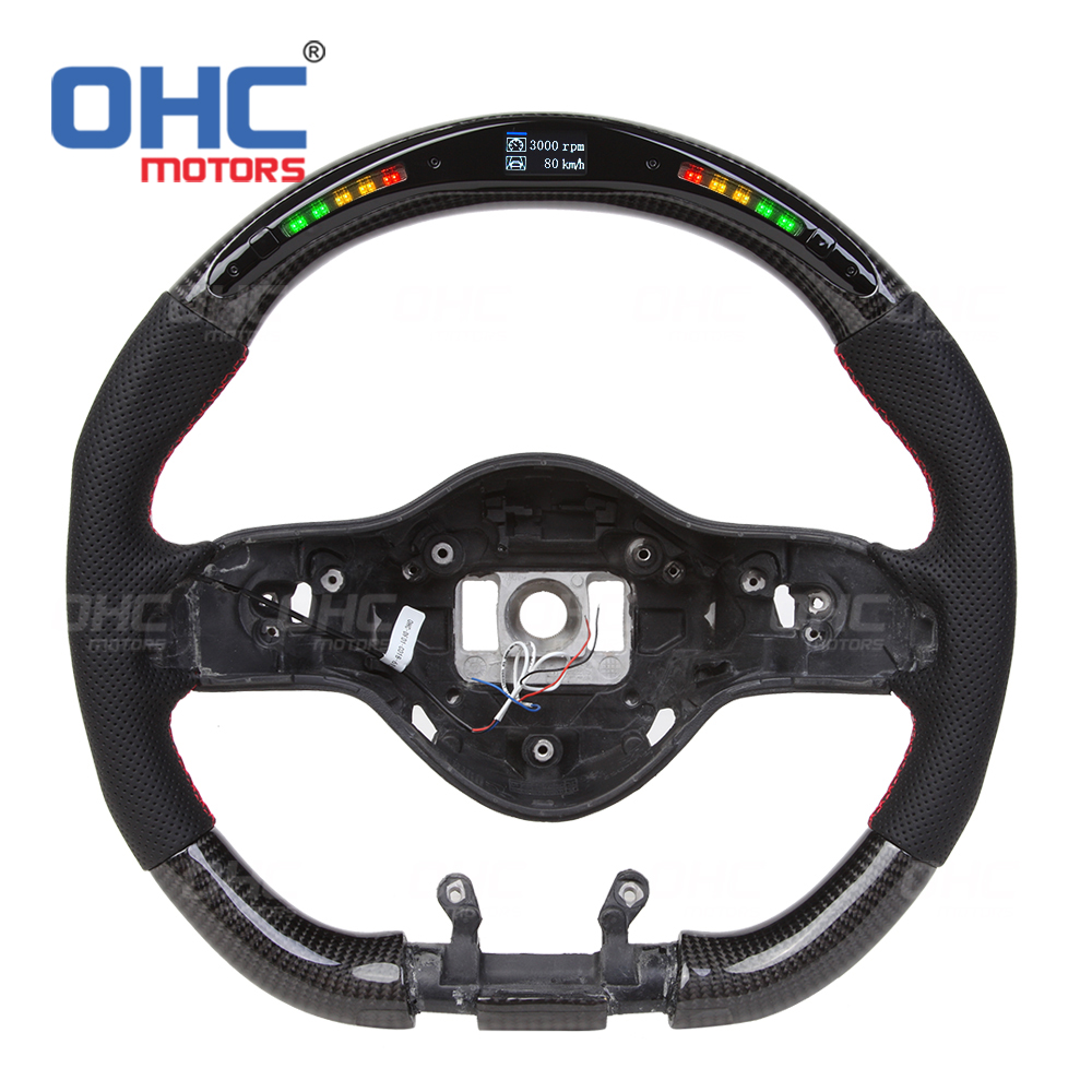 LED RPM Carbon Fiber Steering Wheel Core Alcantara Fit For AMG Mercedes-Benz W204 W205 W211 AMG GLE CLA 2018-2021