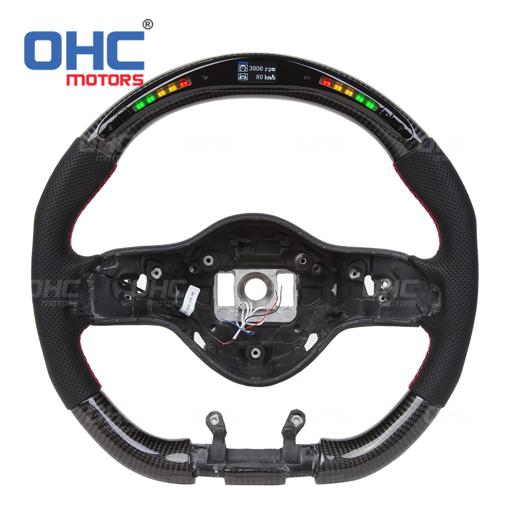 LED RPM Carbon Fiber Steering Wheel Core Alcantara Fit For AMG Mercedes-Benz W204 W205 W211 AMG GLE CLA 2018-2021
