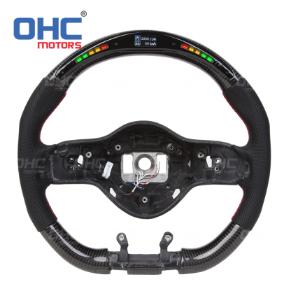 LED RPM Carbon Fiber Steering Wheel Core Alcantara Fit For AMG Mercedes-Benz W204 W205 W211 AMG GLE CLA 2018-2021